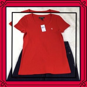 NWT RALPH LAUREN LOGO RED SHORT SLEEVE COTTON T-SHIRT S